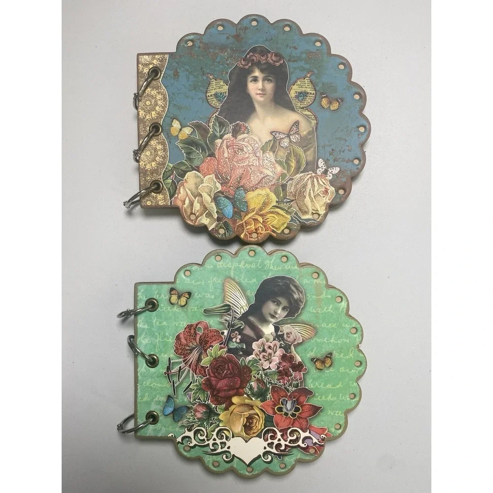 Victorian Fairy Notebooks Scratch Pads Heavy Duty Wooden Lovely Ladies Floral